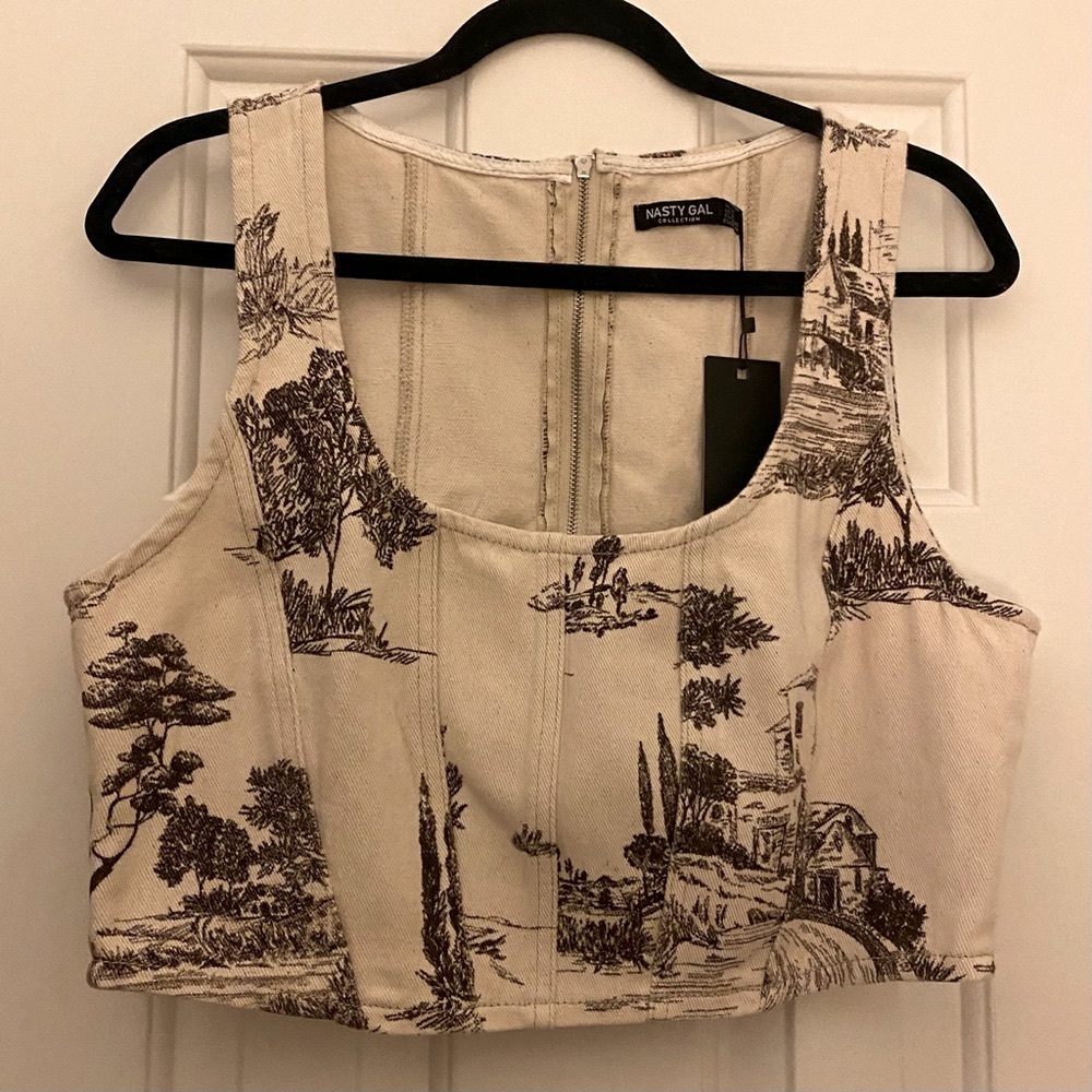 Nasty Gal Denim Corset Top NWT